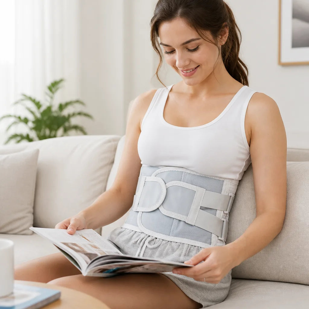 Lumbar Support Belt Contoured Steel Plates & Self-Heating Pads