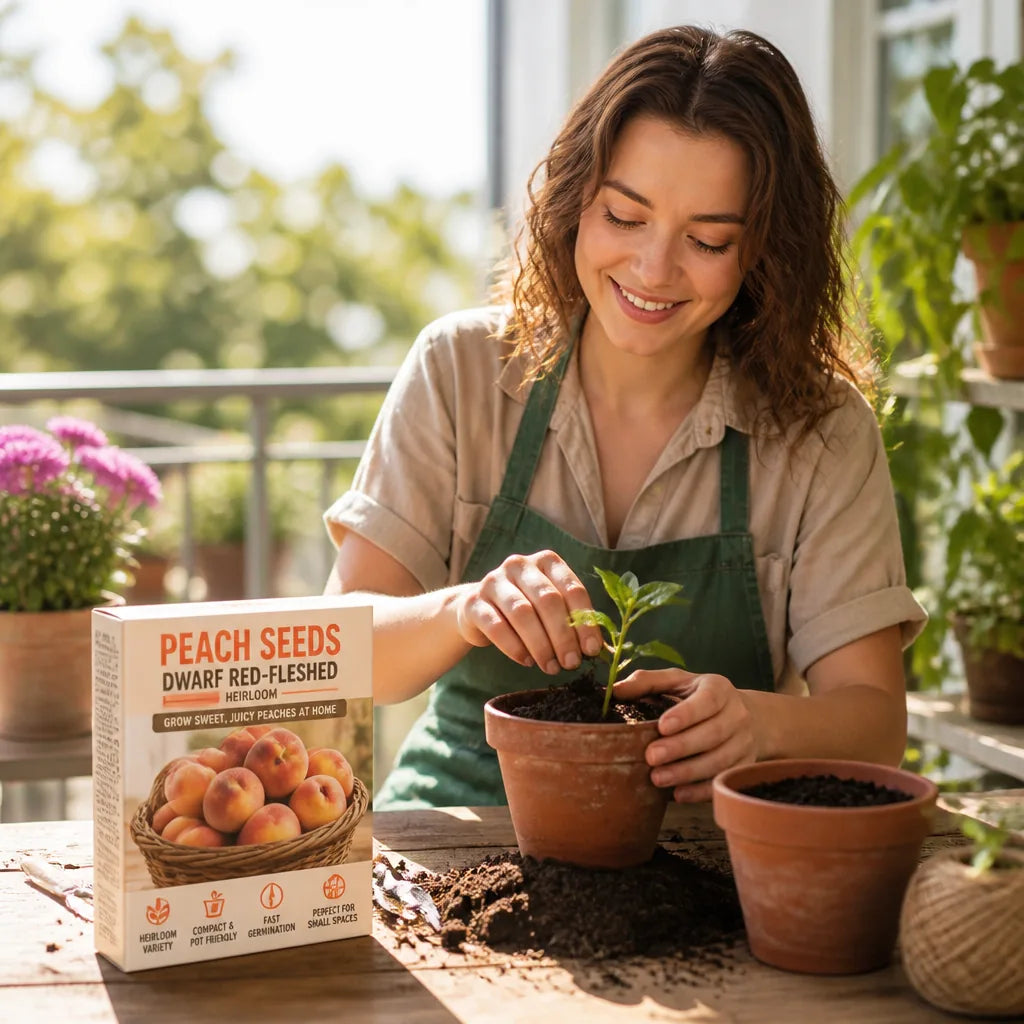 Peach Seeds Dwarf Red-Fleshed Heirloom