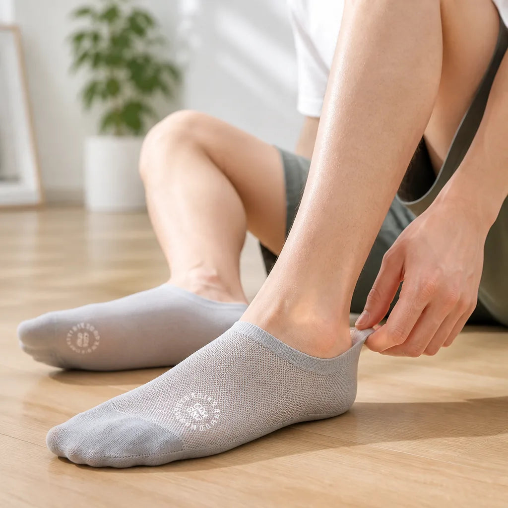 No-Show Socks Combed Cotton Non-Slip Set of 4