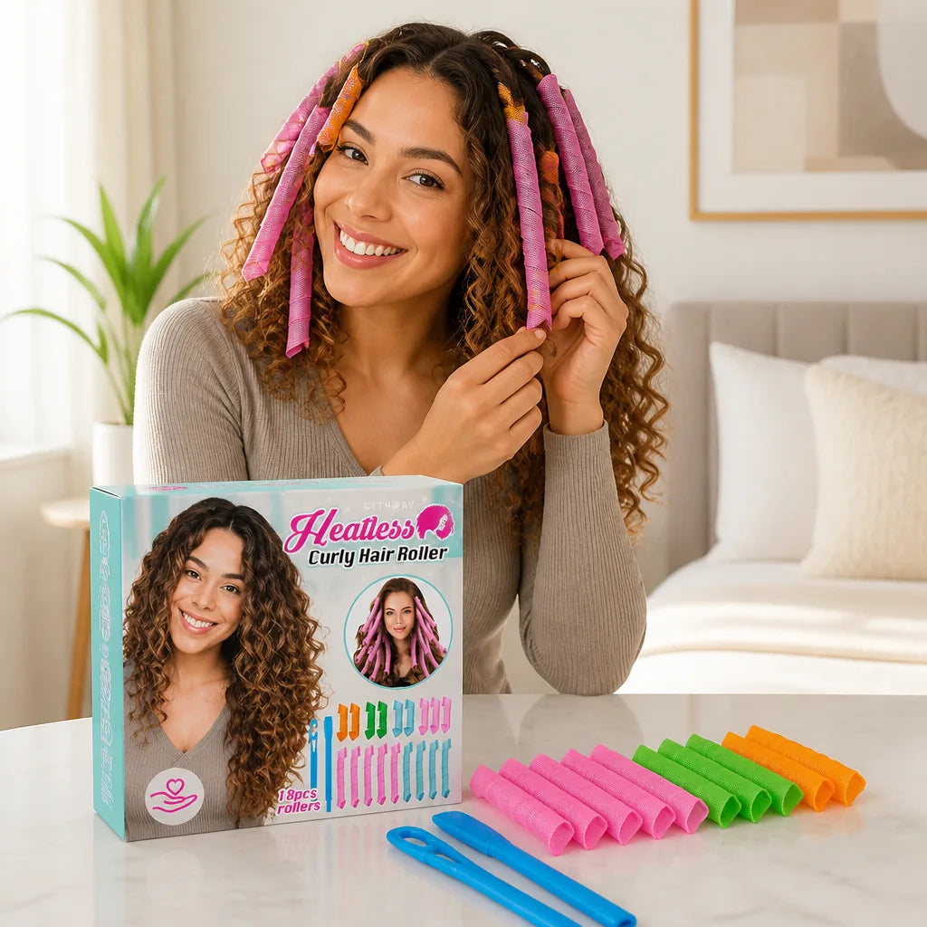 Hair Curler Kit Heatless Overnight Set Of 18 Rollers