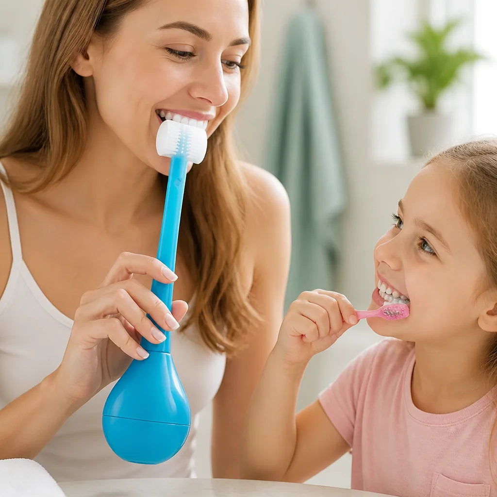 Kids Toothbrush Three-Sided Soft Bristles & Silicone Handle