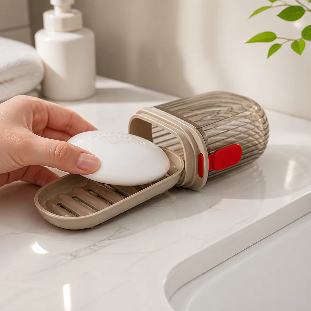 Travel Soap Case Quick-Dry Drainage Spill-Proof Lid