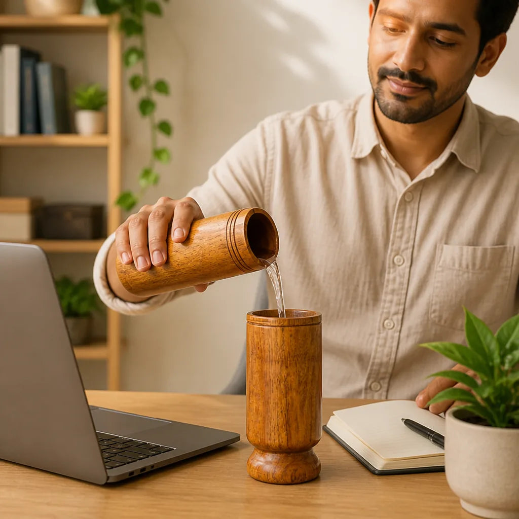 Wooden Tumbler Natural Vijaysar Wood Handcrafted Reusable