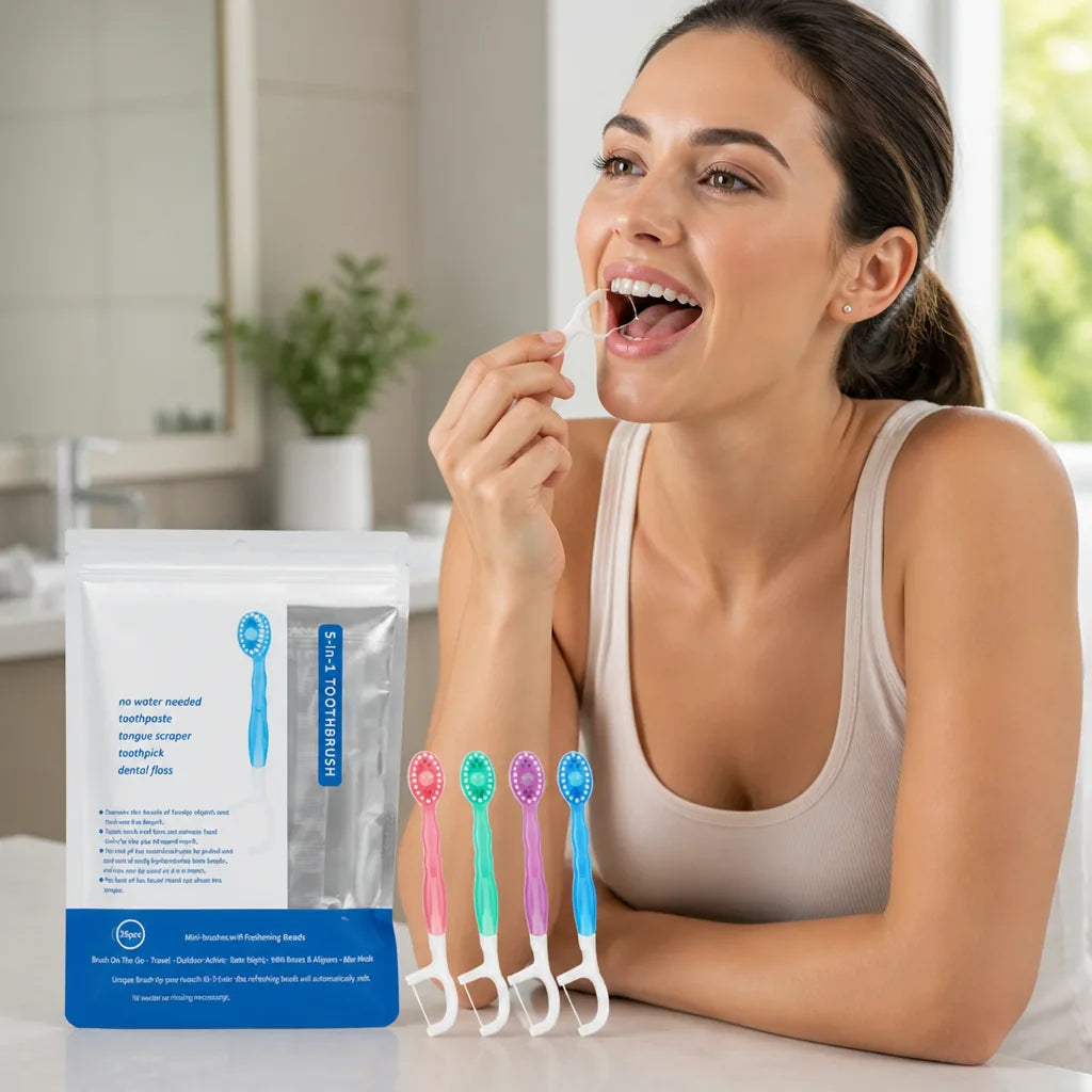 Travel Oral Care Kit 5-in-1 Water-Free Individually Wrapped