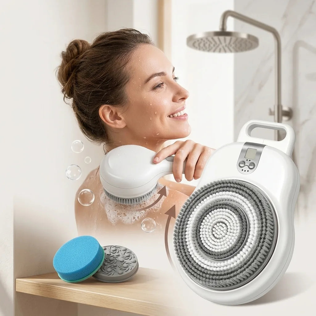 Electric Shower Brush Rotating Exfoliating & Massaging 3 Heads