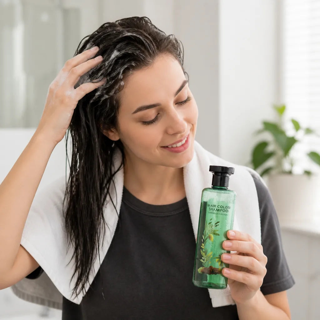 Hair Color Shampoo Essential Oil Infused Gray Coverage Fade-Resistant