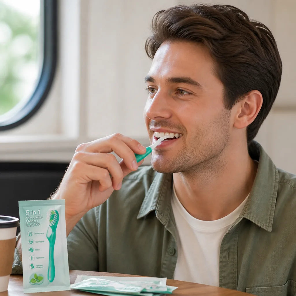 Travel Dental Kit 5-in-1 No-Rinse Built-In Toothpaste
