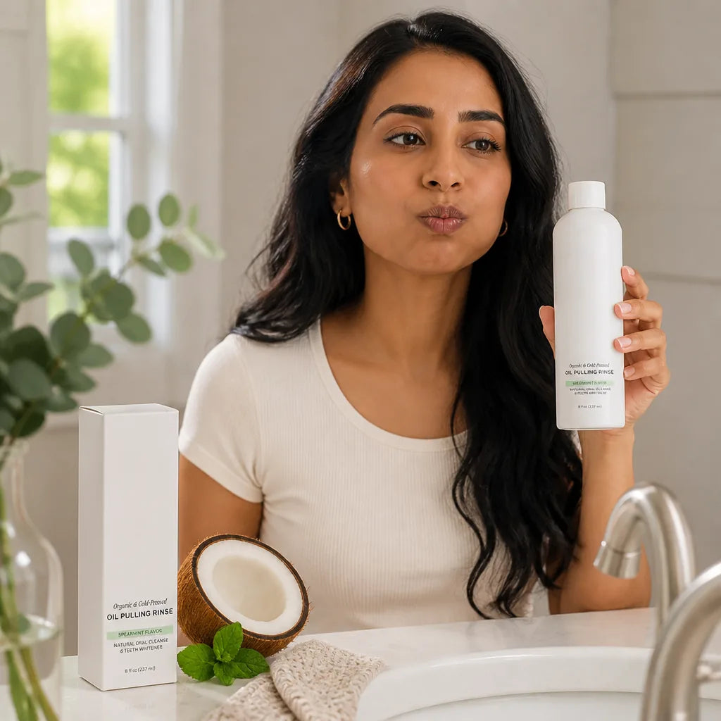 Oil Pulling Rinse Cold-Pressed Coconut Oil & Essential Oils