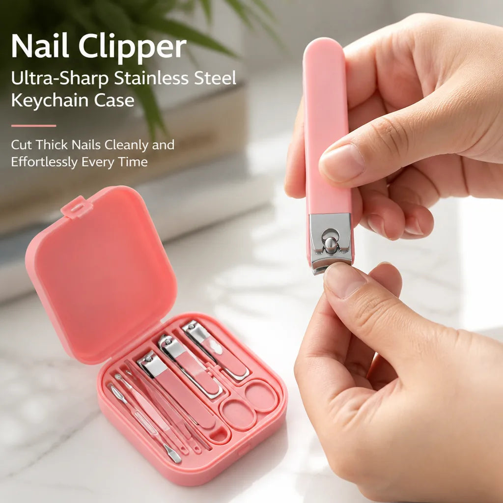 Nail Clipper Ultra-Sharp Stainless Steel Keychain Case