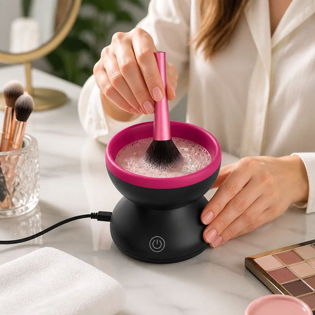 Makeup Brush Cleaner Electric Rotating Ultra-Soft Silicone Heads