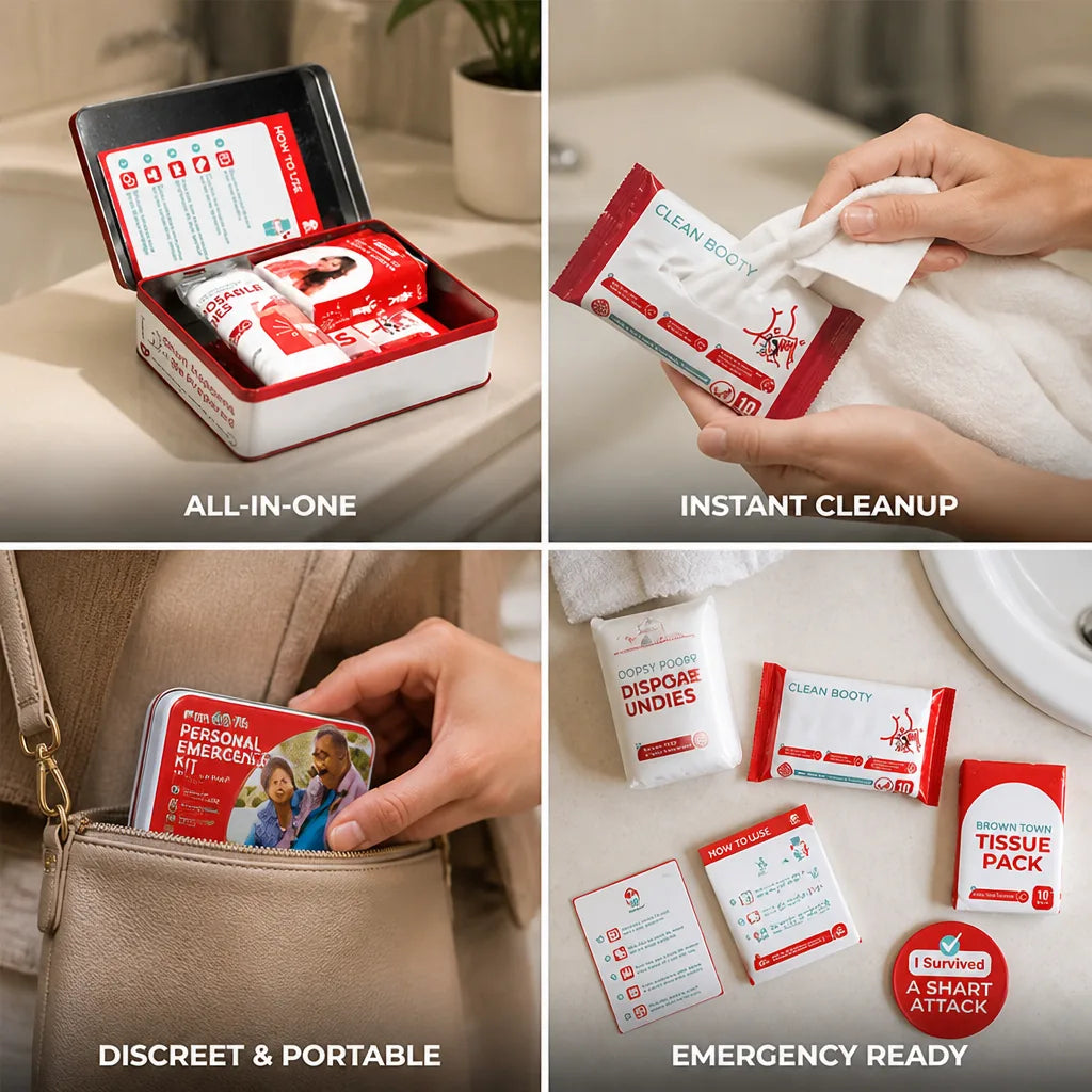 Personal Emergency Kit Pocket-Sized Tin Wipes & Disposable Underwear