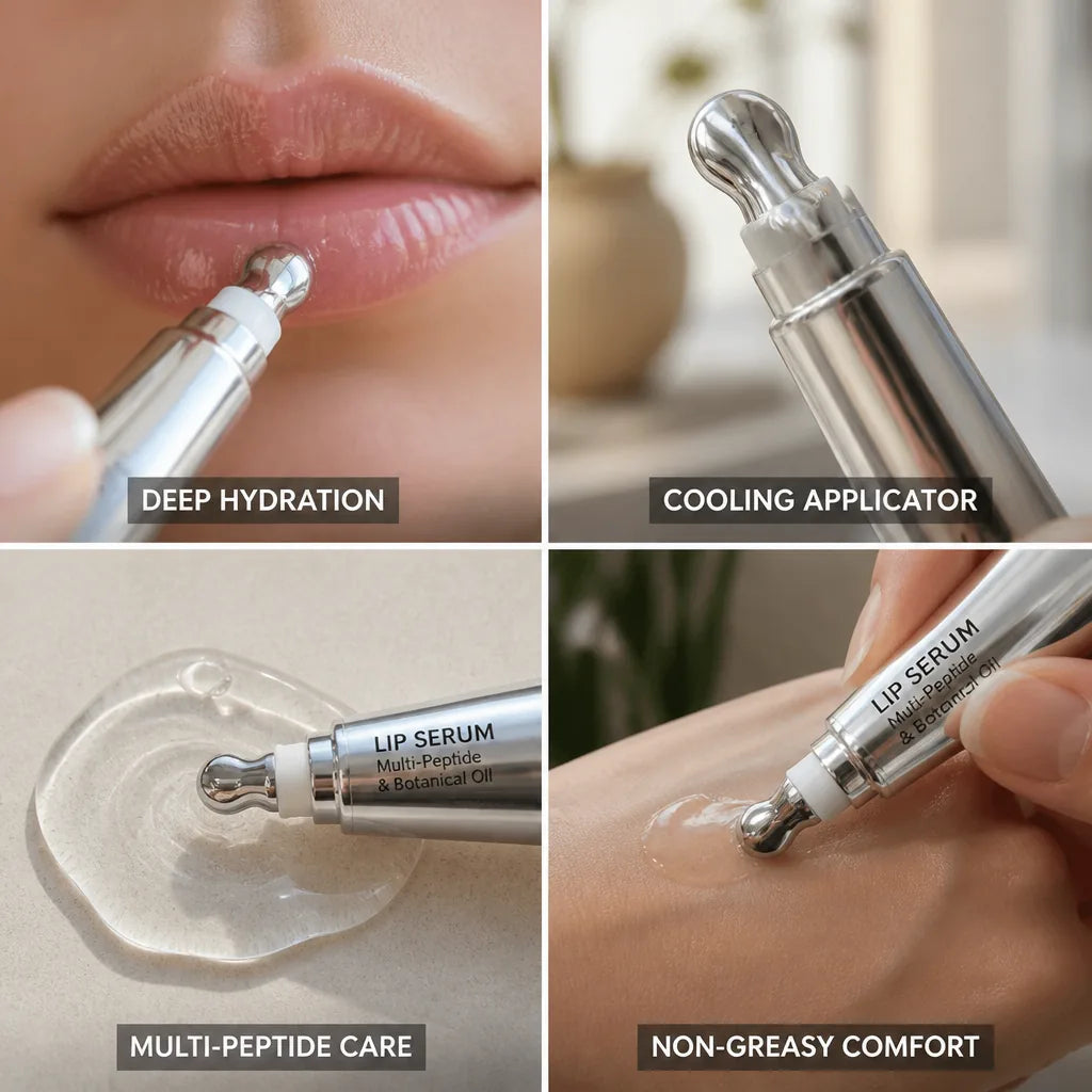 Lip Serum Multi-Peptide & Botanical Oil Cooling Metal Applicator