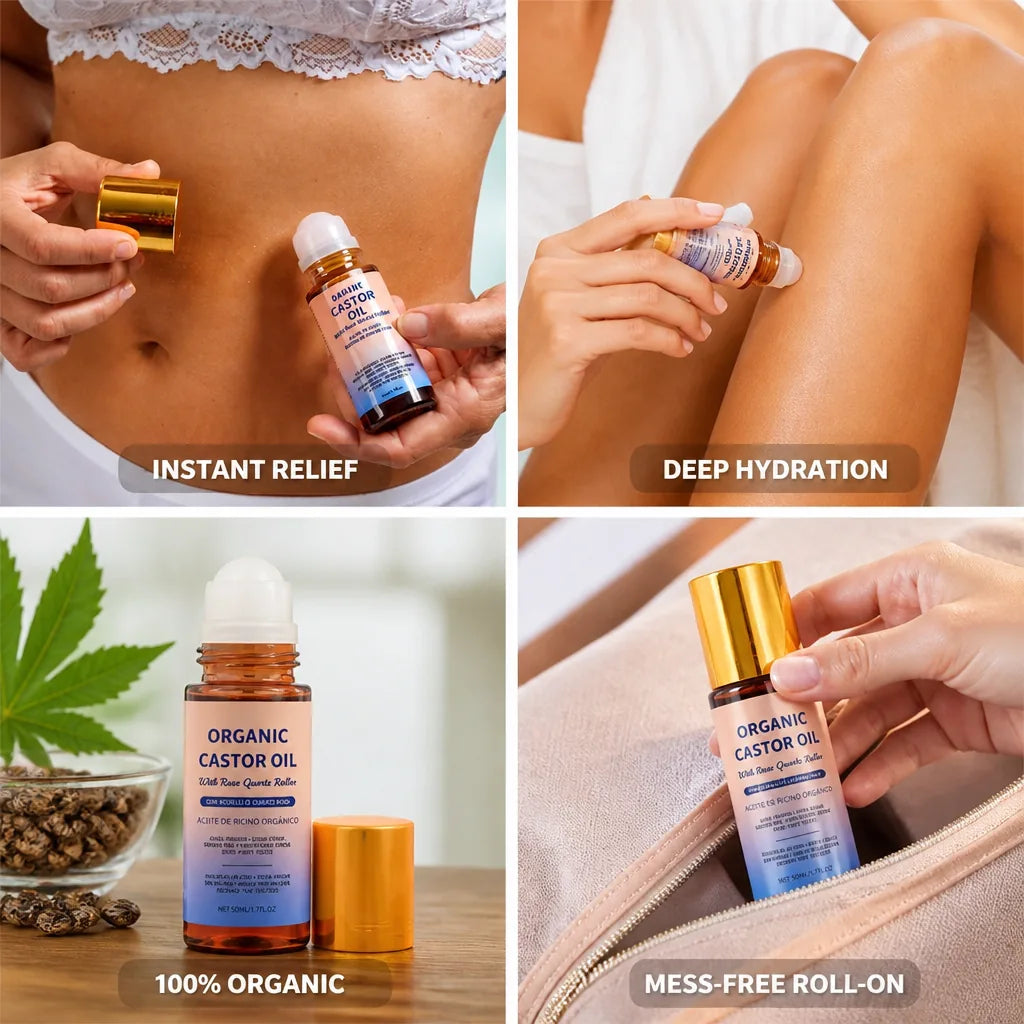 Castor Oil Roll-On 100% Organic Long-Lasting Hydration