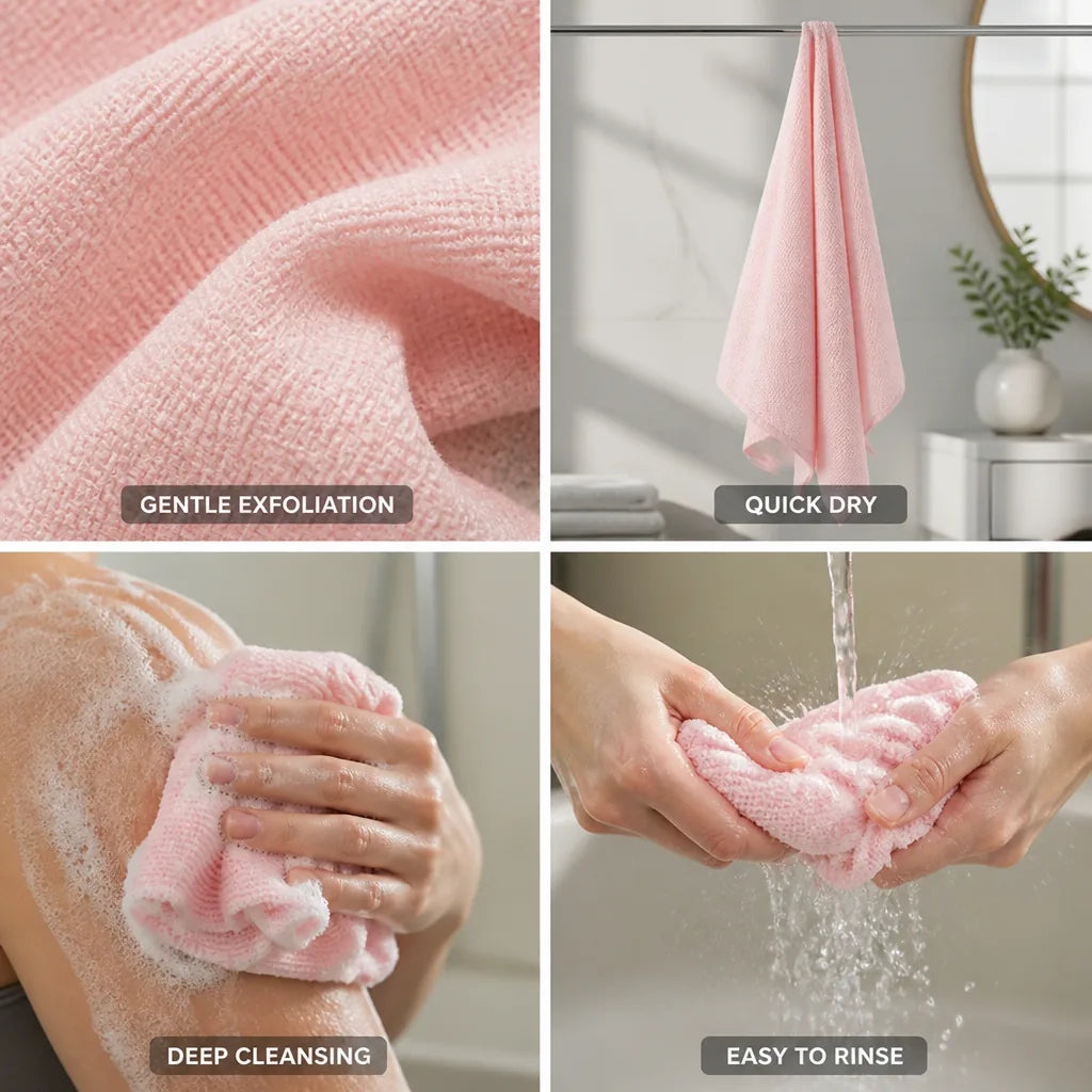Body Exfoliating Towel Soft Fibers & Quick-Dry