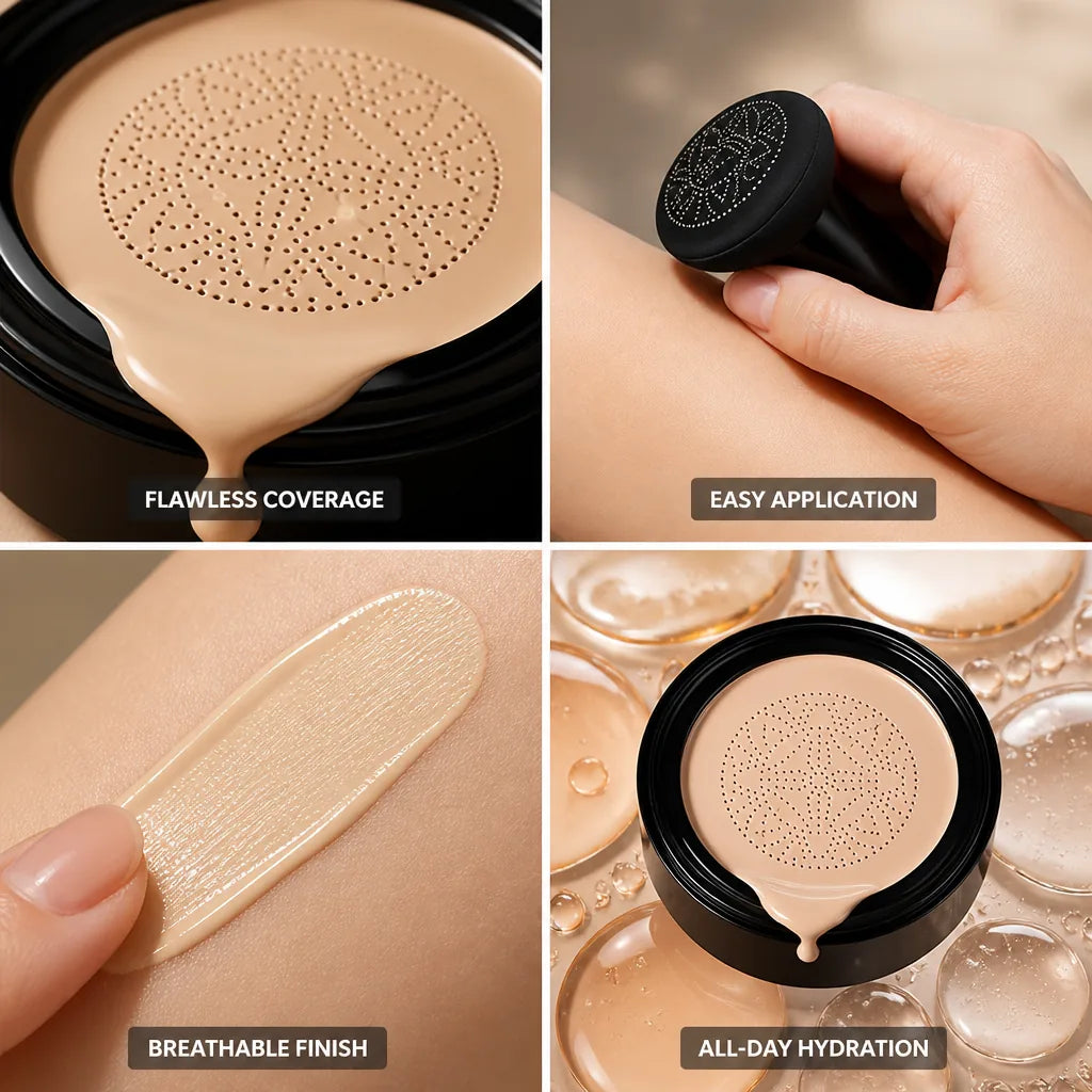 Air Cushion CC Cream Hydrating Dewy Finish Mushroom Applicator
