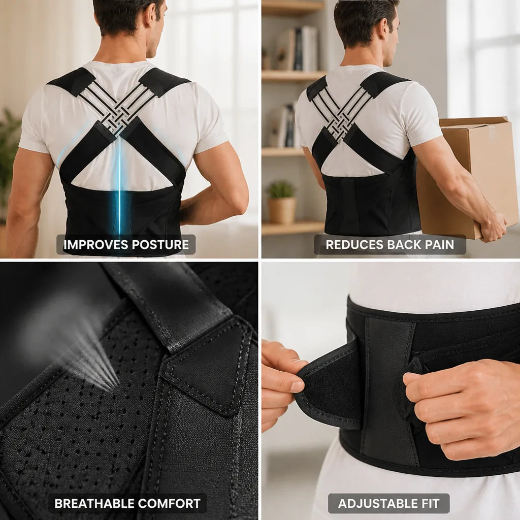Posture Corrector Adjustable Support & Breathable Comfort