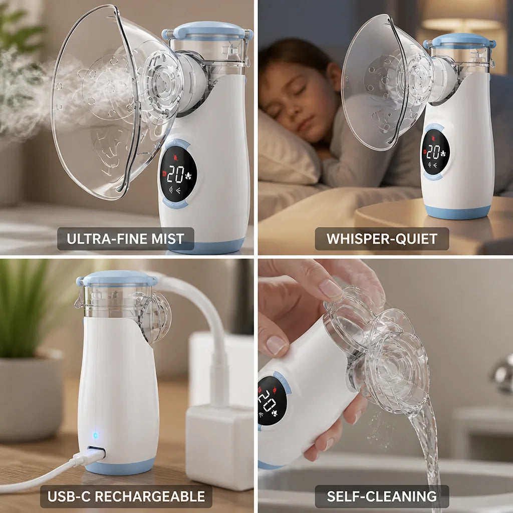Portable Nebulizer Ultrafine Mesh Whisper-Quiet USB-C Rechargeable