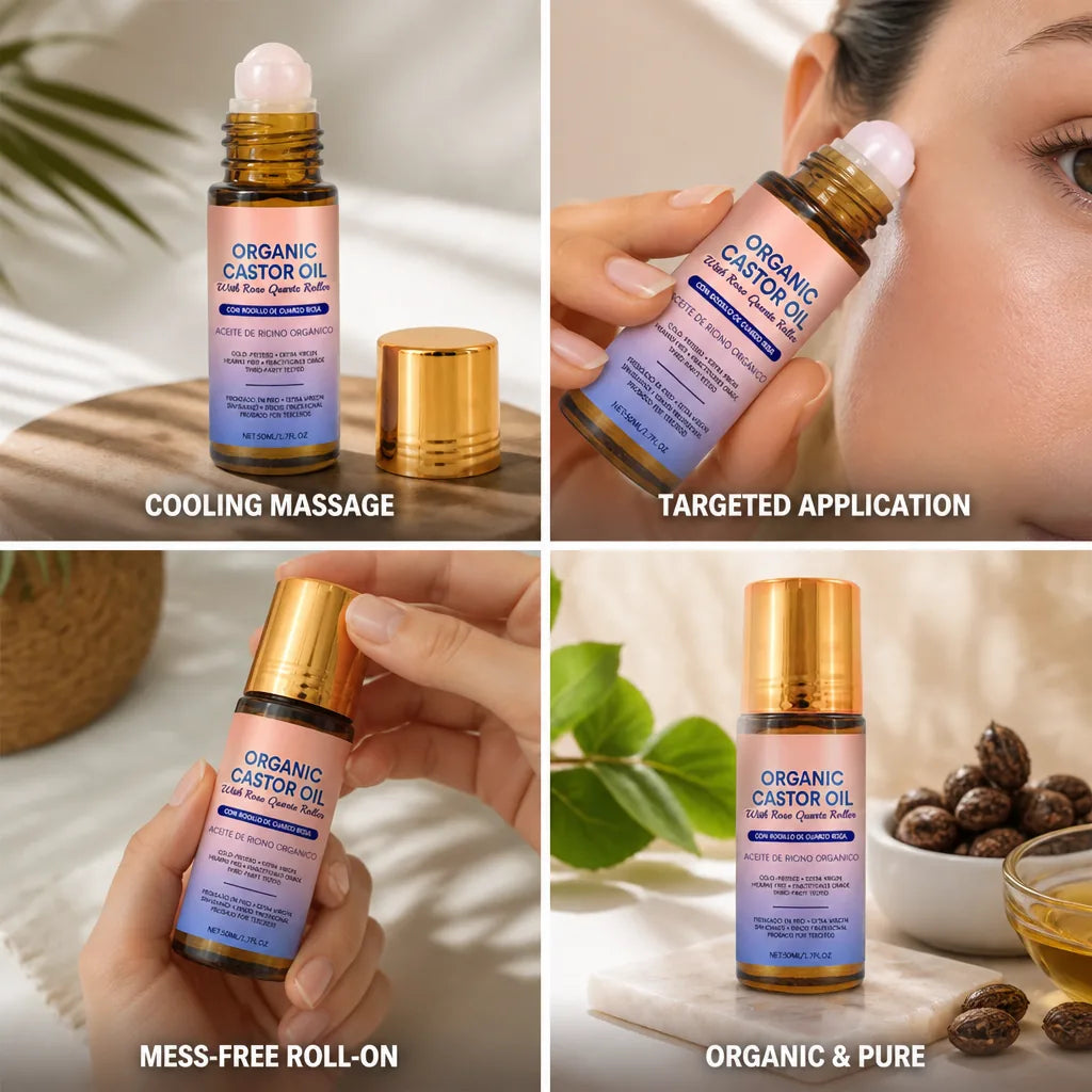 Face & Eye Roll-On Rose Quartz Organic Castor Oil