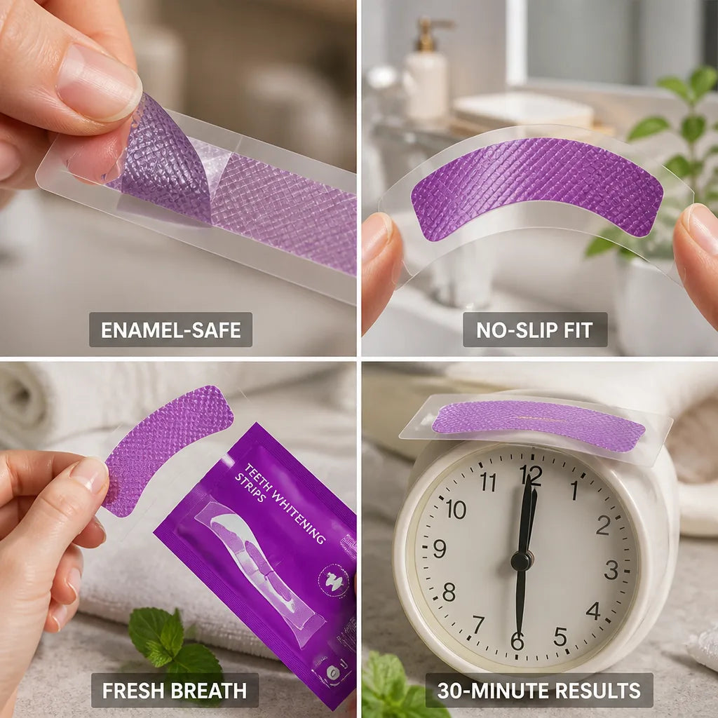 Whitening Strips Peroxide-Free Enamel-Safe No-Slip Fit