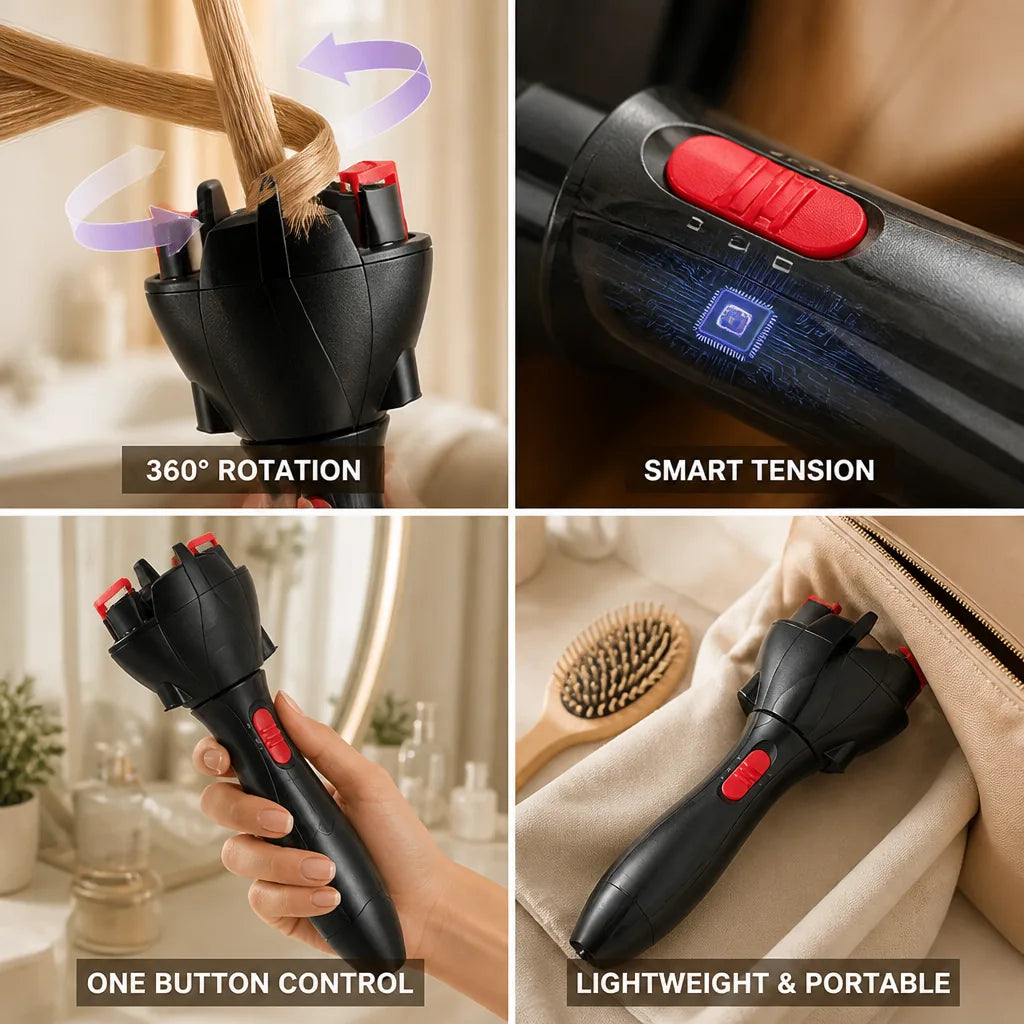 Automatic Hair Styler 360° Rotating Smart Tension Protection