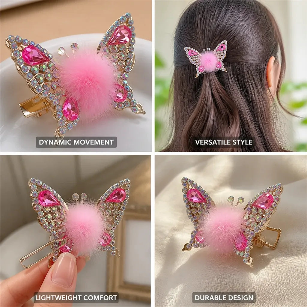 Hairpin Butterfly Rhinestone Fluttering Motion
