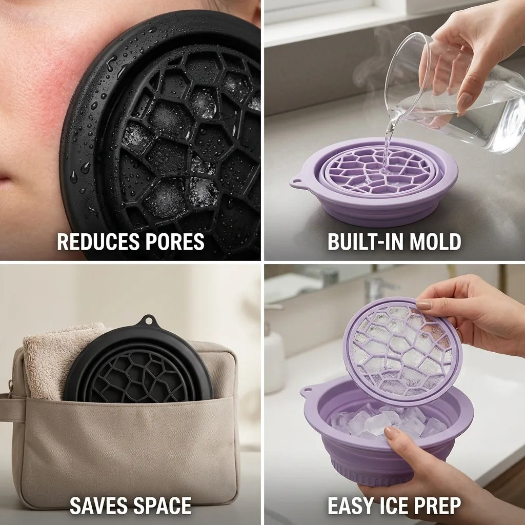 Facial Cold Compress Foldable Silicone Built-In Ice Mold