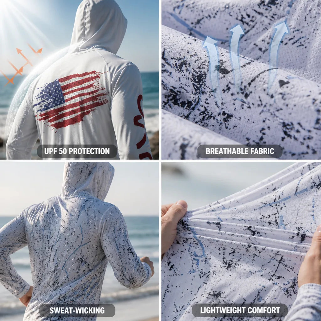 Men's Sun Hoodie UPF 50 Sweat-Wicking Quick-Dry