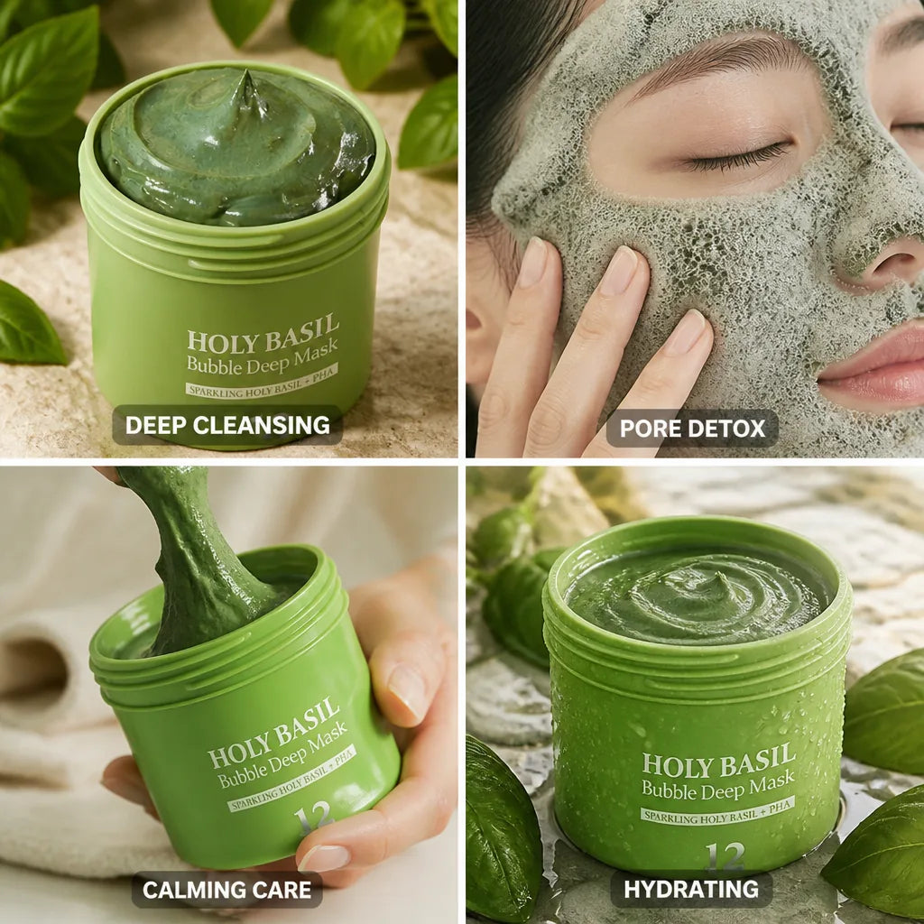 Face Mask Carbonated Bubble Detox Basil & Botanicals