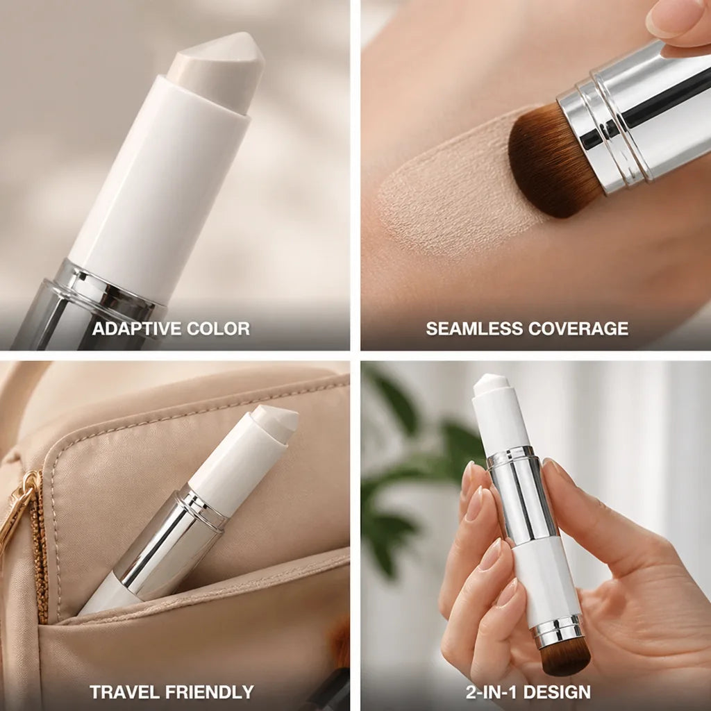 Foundation Stick Color-Adaptive Dual-Ended Brush