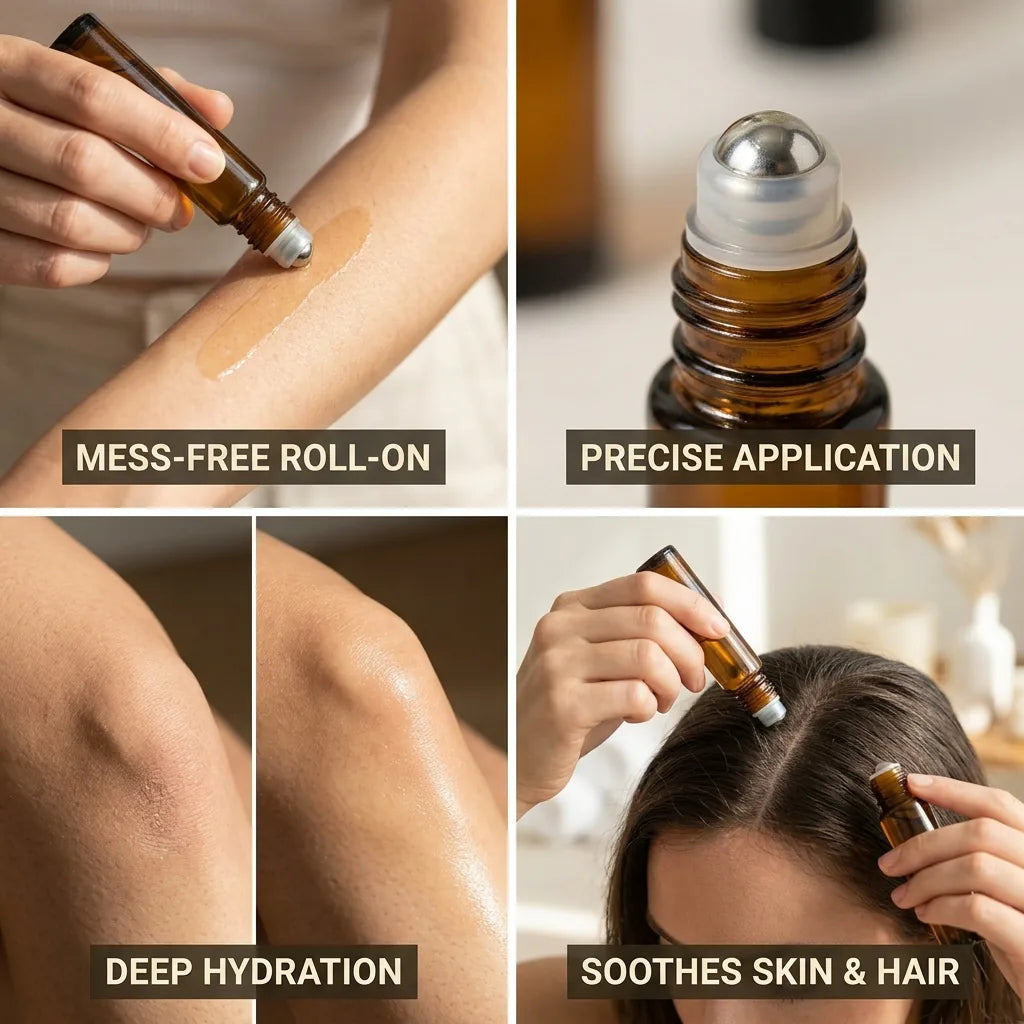 Castor Oil Roll-On Organic Hydrating Amber Glass