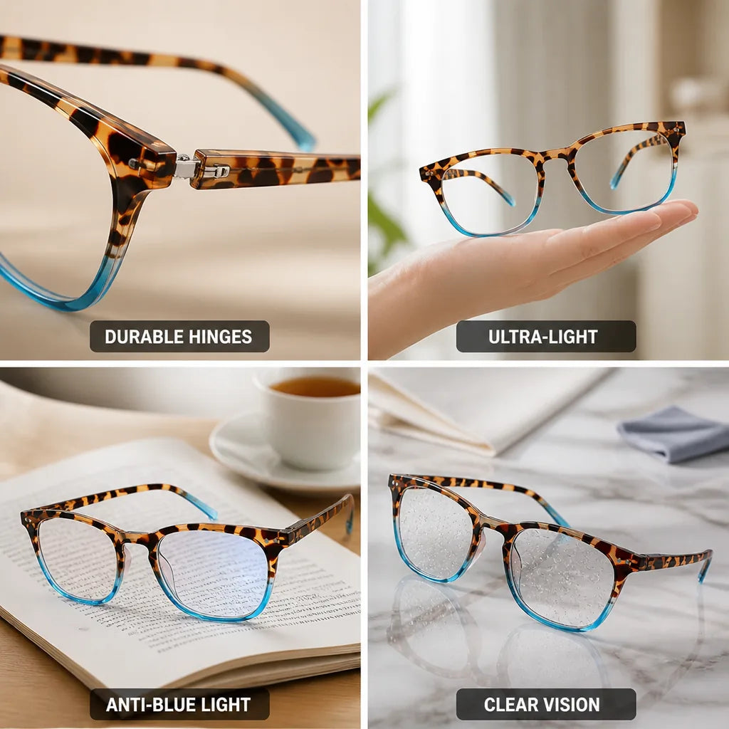 Reading Glasses Leopard-Print Anti-Blue Light Ultra-Light