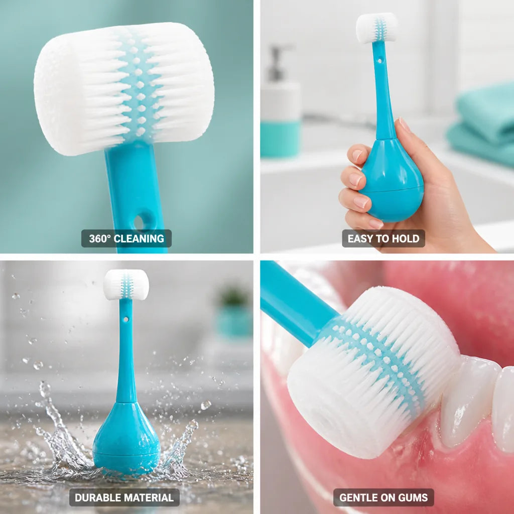 Kids Toothbrush Three-Sided Soft Bristles & Silicone Handle