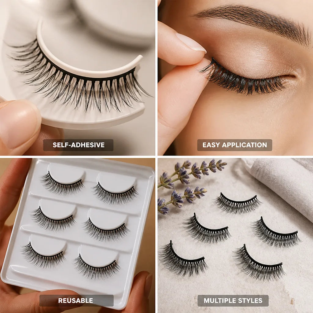 False Eyelashes Self-Adhesive Featherlight Reusable