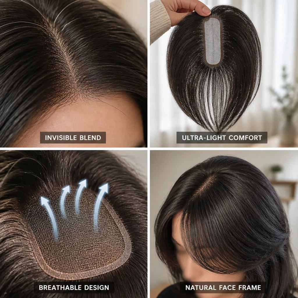 Hair Topper Invisible Natural Blend Lightweight & Breathable