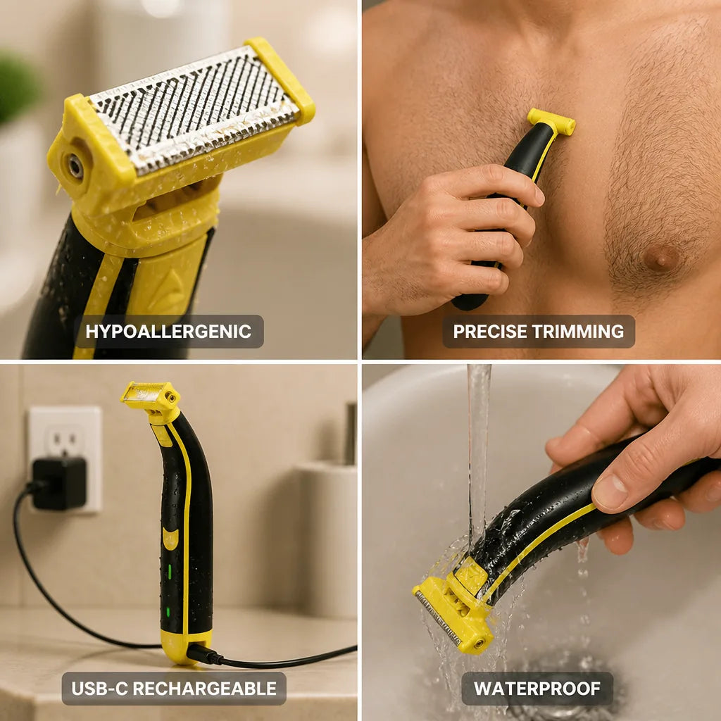 Body Shaver Hypoallergenic Curved Blade USB-C Rechargeable