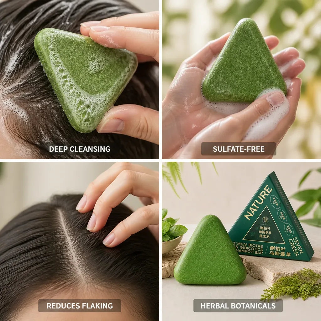Shampoo Bar Herbal Sulfate-Free Reduces Flaking