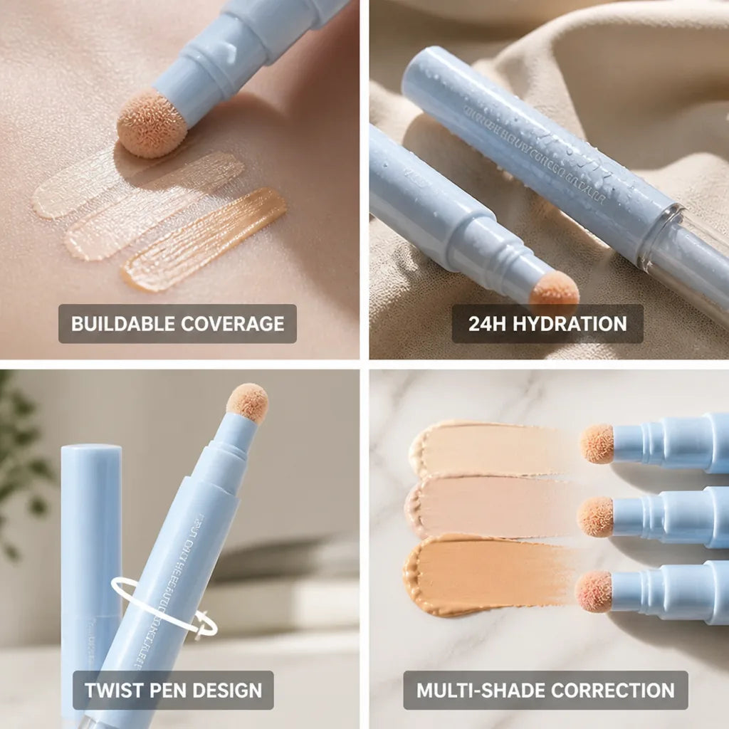 Under-Eye Concealer Pen 24-Hour Hydration Twist Pen & Sponge-Tip