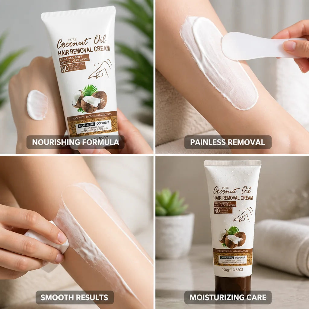 Hair Removal Cream Coconut Oil Painless & Moisturizing