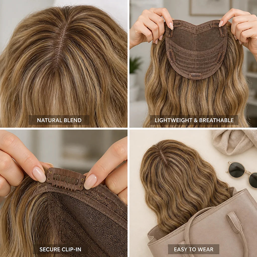 Women's Hair Topper Natural Wavy Clip-In Lightweight
