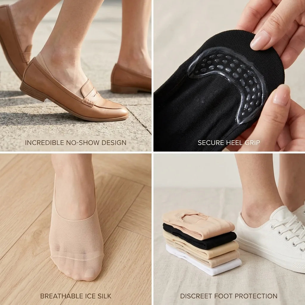 No-Show Liner Socks Ice Silk & Anti-Slip Heel