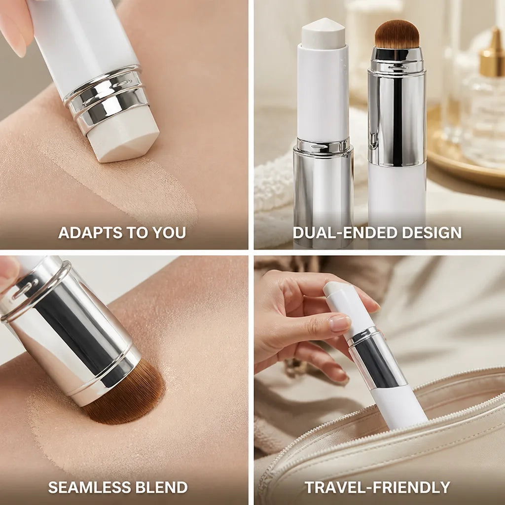Cream Foundation Stick Shade Adapting Dual-Ended Brush