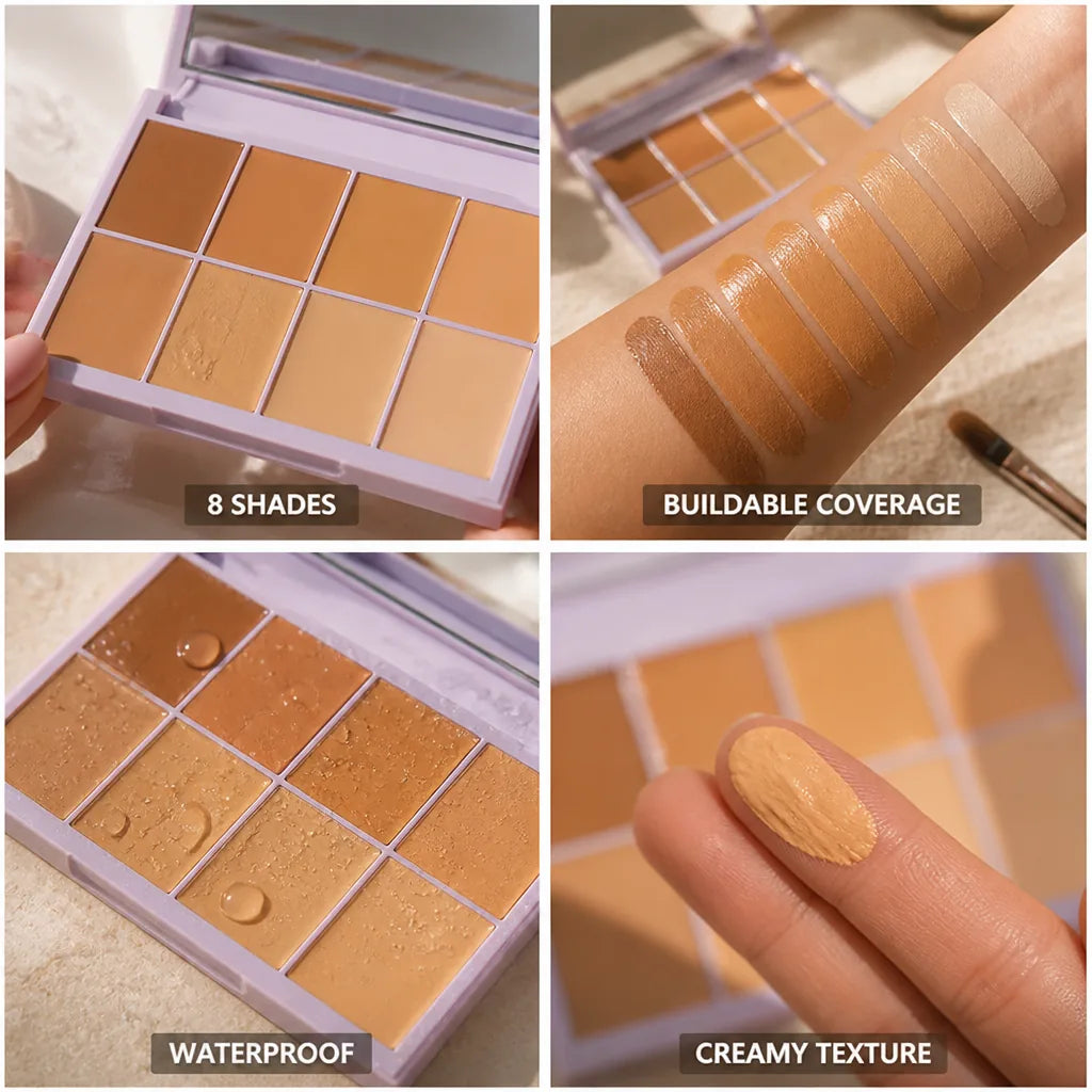 Concealer Palette 8-Shade Buildable Cream Waterproof Matte