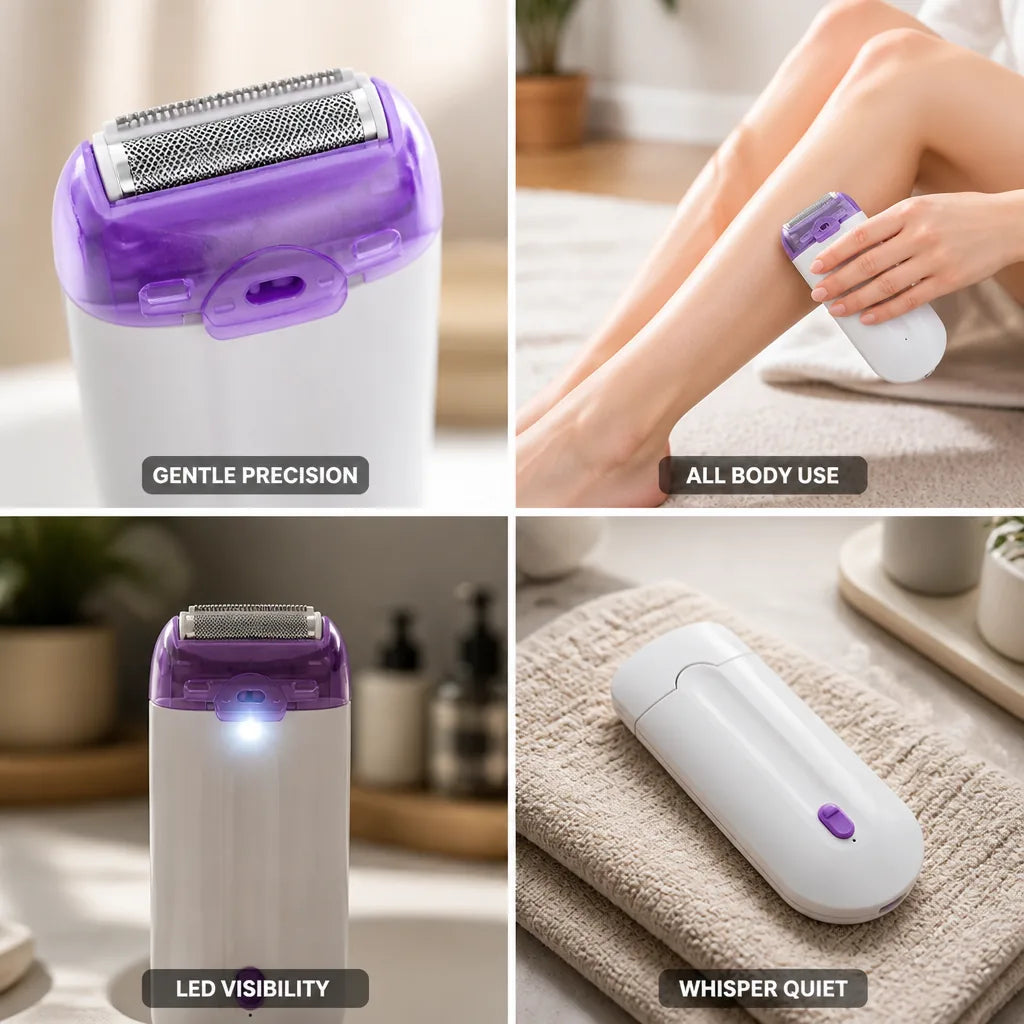 Electric Razor Micro-Foil System & LED Light Irritation-Free
