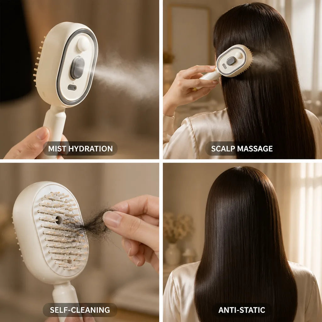 Scalp Massage Brush Fine Mist Hydration & Self-Cleaning
