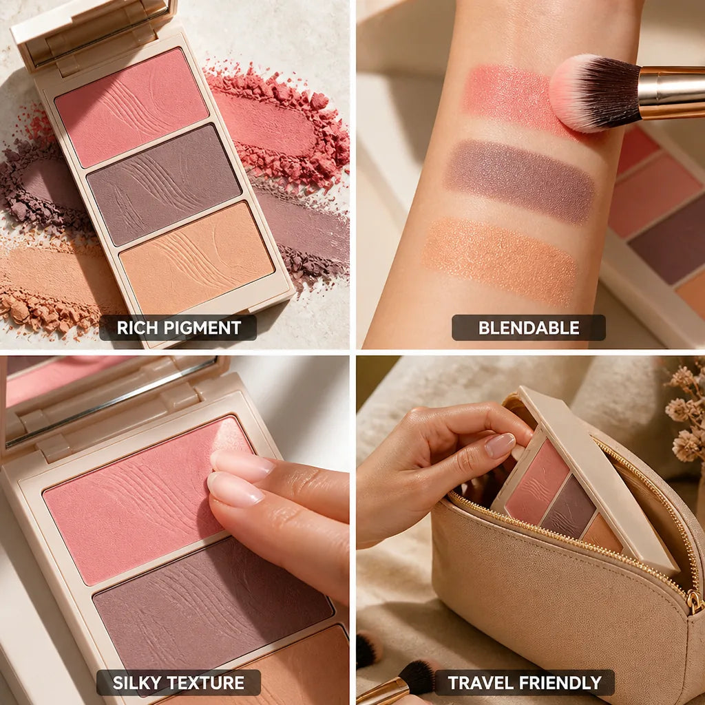 Blush & Highlighter Palette Matte & Shimmer Blendable Powder