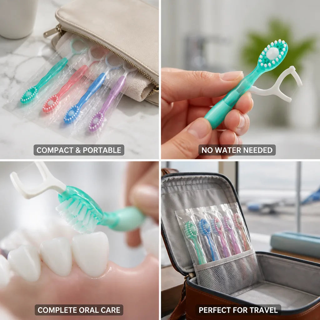 Travel Dental Kit 5-in-1 No-Rinse Built-In Toothpaste