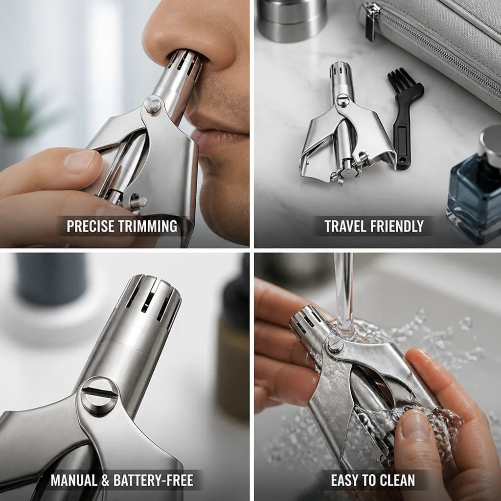 Nose Hair Trimmer Manual Precision Battery-Free & Travel-Friendly