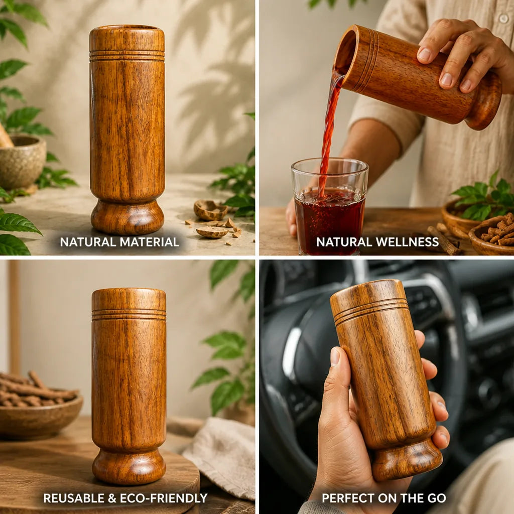 Wooden Tumbler Natural Vijaysar Wood Handcrafted Reusable