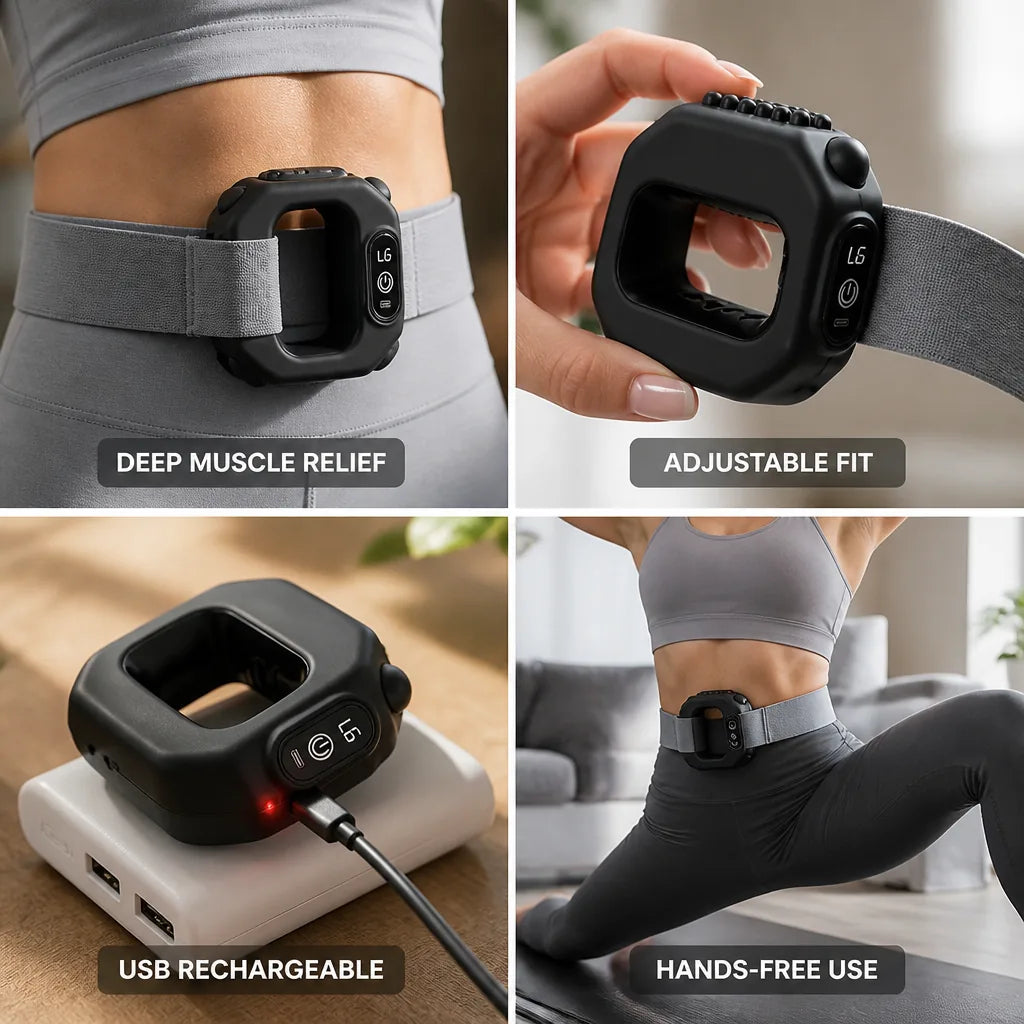Wearable Massage Ring Deep Vibration USB Rechargeable Adjustable Fit