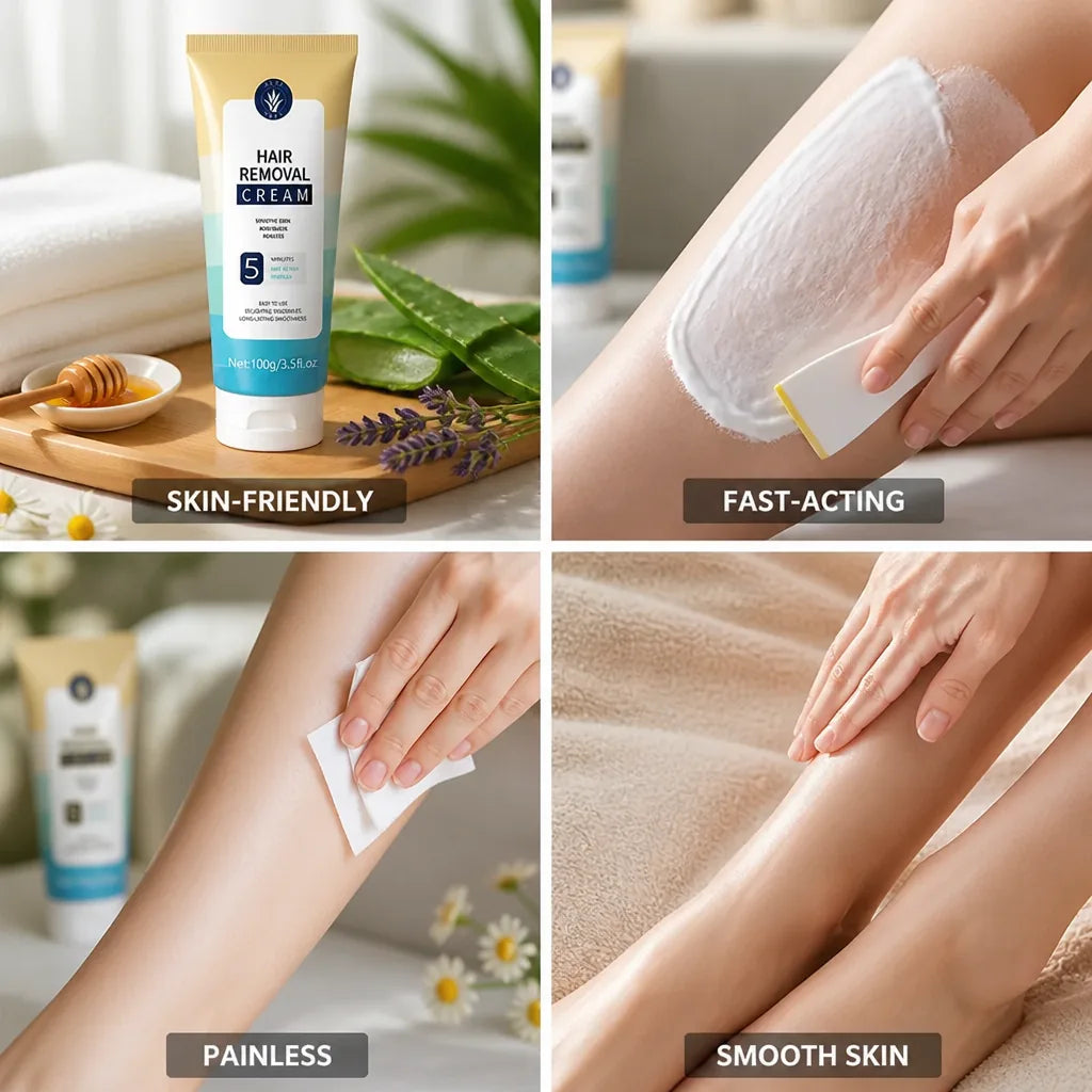 Depilatory Cream Painless Fast-Acting Aloe Vera & Vitamin E